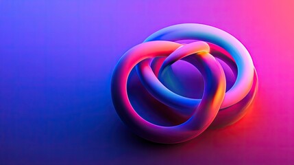 Fototapeta premium 3D shapes with interlocking rings and gradient color schemes