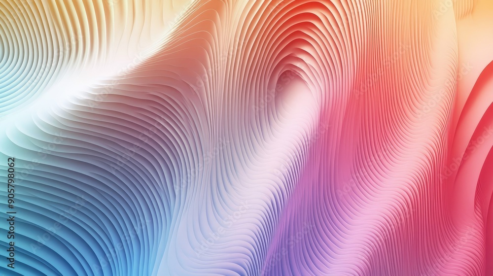 Poster 3d wallpaper with wavy lines and a gradient color scheme