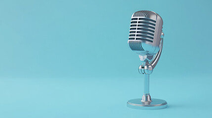 A vintage-style microphone standing on a smooth fabric surface, evoking a classic and timeless feel.