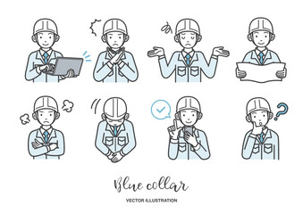 男性の現場作業員のイラスト素材セット