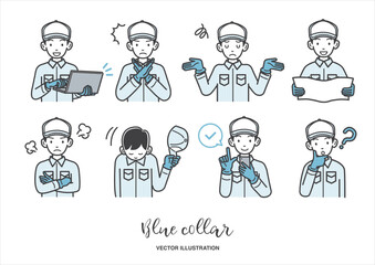 男性の作業員のイラスト素材セット