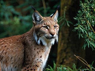 Fototapeta premium a lynx searching for the prey 
