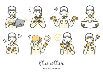 女性の作業員のイラスト素材セット