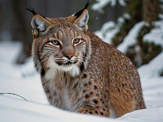 Obraz premium a lynx searching for the prey 