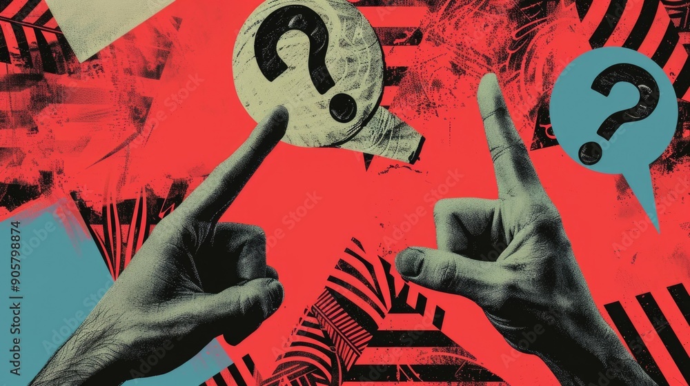 Poster two hands holding a piece of paper with a question mark, suggesting uncertainty or inquiry