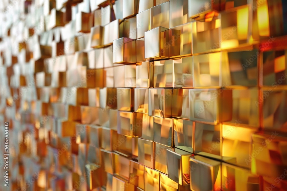 Poster detailed view of a textured wall composed of small squares