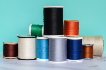 Spools of thread, grouped