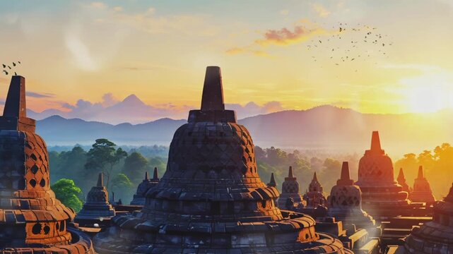 Borobudur Temple in the morning