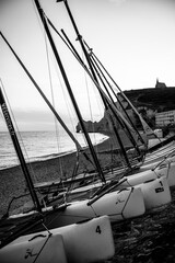 boats on the beach of Etretat