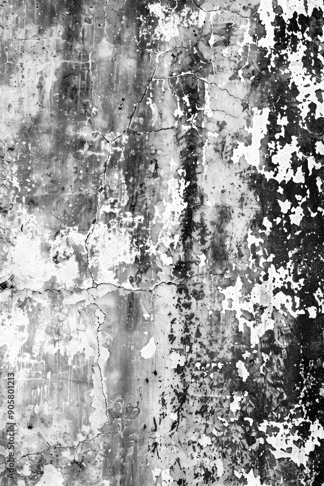 Poster a close-up shot of a worn-out wall with peeling paint, suitable for use in old buildings or property