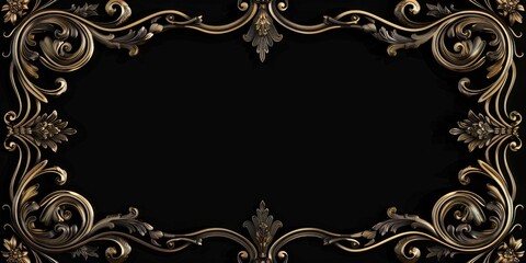 A decorative frame on a black and gold background, suitable for use in home decor, design, or photography