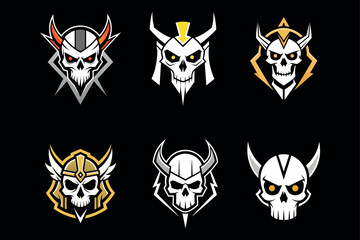 Minimal and unique iconic Skull Valkyrie Logo.