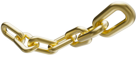 Obraz premium Golden chain isolated on a transparent background. 3D render of yellow metal chain.