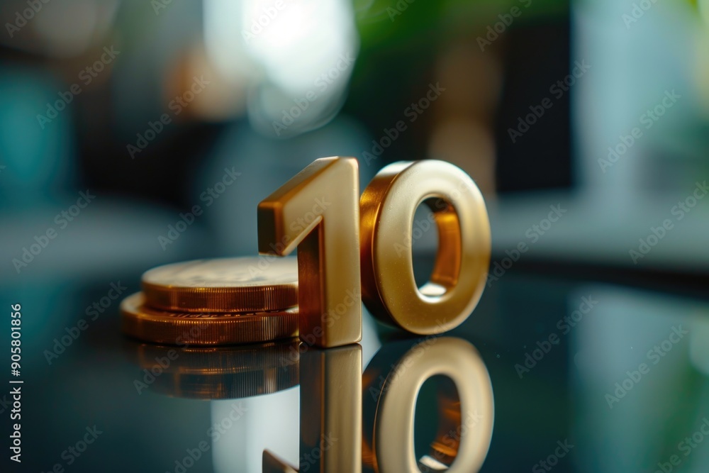 Poster a single coin placed on a flat surface, ideal for use in financial or business-related contexts