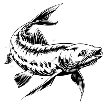 recommend clip art: Sturgeon Fish Black Vector Illustration