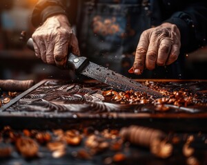 Craft workshop with artisans creating intricate handmade goods, Realism, Soft hues, Photography