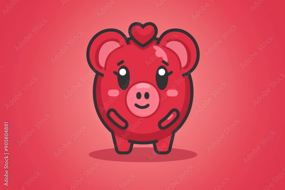 Poster red animated bear character dancing joyfully on vibrant background representing playfulness and fun.
