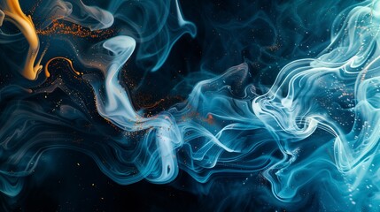 Fototapeta premium Splash of color paint, water or smoke on dark background, abstract pattern, generative AI.