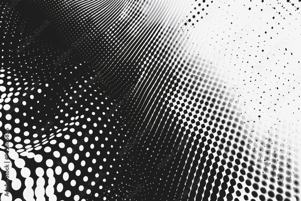 Aufkleber Abstract black and white background with scattered dots, ideal for use in graphic design, presentations, or as a subtle texture