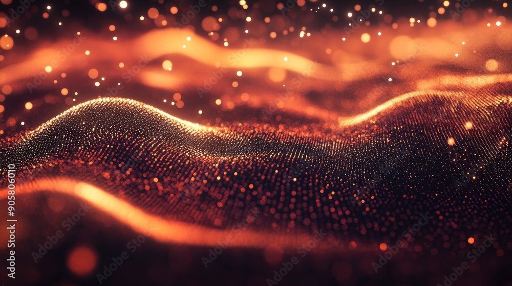 Poster abstract 3d digital wave of particles with ample space for technology-related messages