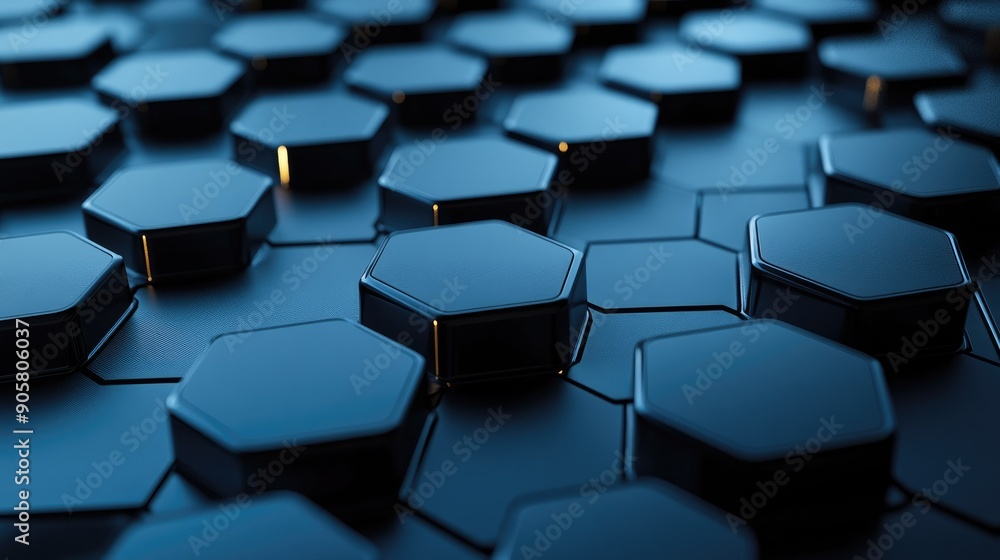Poster abstract 3d hexagonal grid with space for tech copy and open space for text.