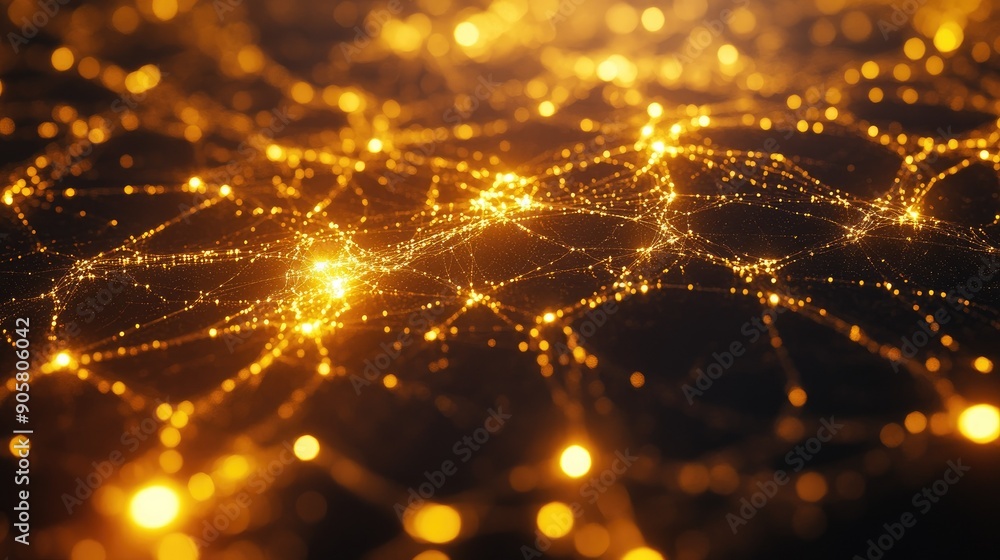Poster abstract 3d network of glowing lines, featuring ample copy space for tech concepts.