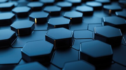 Obraz premium Abstract 3D hexagonal grid with space for tech copy and open space for text.