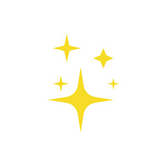 Yellow stars icons, sparkling stars with yellow bright color. vector illustration isolated on white background.