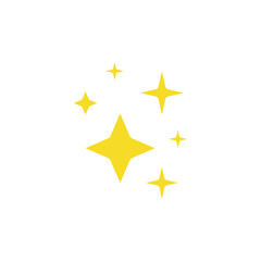 Yellow stars icons, sparkling stars with yellow bright color. vector illustration isolated on white background.