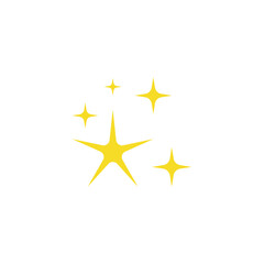 Yellow stars icons, sparkling stars with yellow bright color. vector illustration isolated on white background.