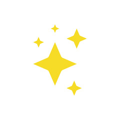 Yellow stars icons, sparkling stars with yellow bright color. vector illustration isolated on white background.