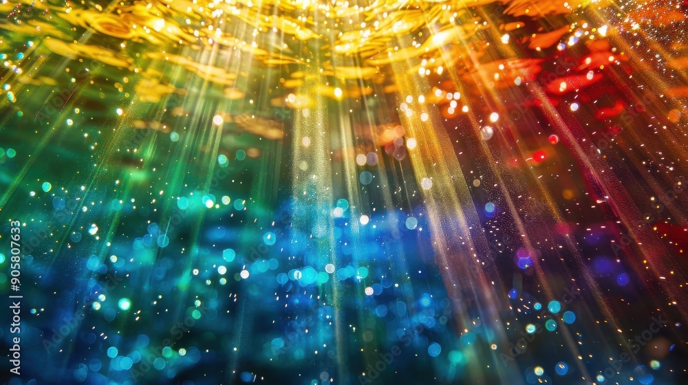 Poster abstract background with colorful lights and bokeh.