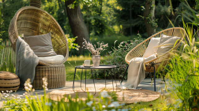 Summer days in the countryside encourage the use of comfortable garden furniture, which introduces an atmosphere of peace and carefreeness to the garden.