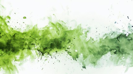 Abstract green watercolor background with splatter effect.