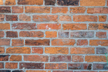 Brick wall textured background. Clinker brickwall background. Brickwork background for design. Rough brick wall.