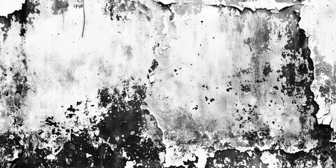 A black and white photo of a worn-out wall with peeling paint, perfect for interior design or architectural illustrations