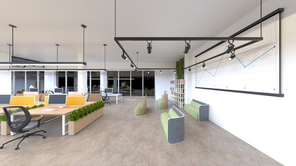 オフィス空間　3DCGレンダリング