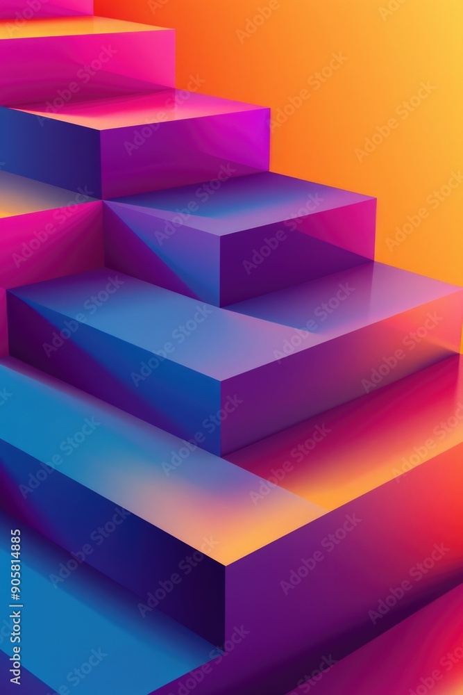 Aufkleber A staircase with variously colored steps, ideal for illustrations or design projects