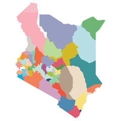 Kenya map. Map of Kenya in administrative provinces in multicolor