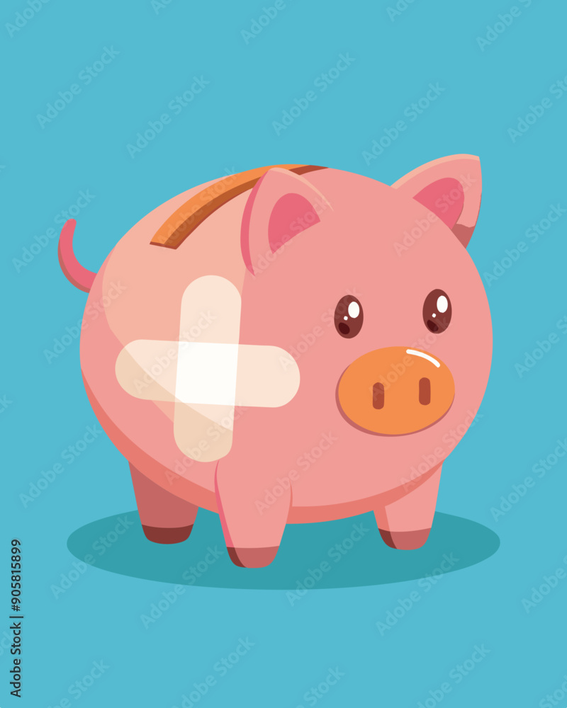Poster a visual representation of a piggy bank with a bandage on it representing the purpose of an emergenc