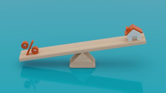 Balance Home vs Interest, Mortgage payment concept. Investment opportunity, house loan, housing prices increase, interest rate loan payment