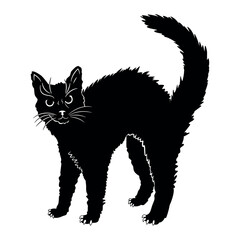 Vector Cat Scared Cartoon Retro Style Illustration Isolated