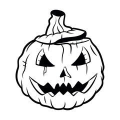Vector Pumpkin Cartoon Retro Style Illustration Isolated