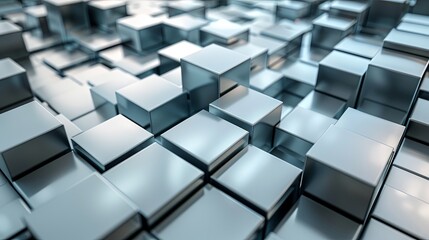 Fototapeta premium Abstract Metallic Cubes Background