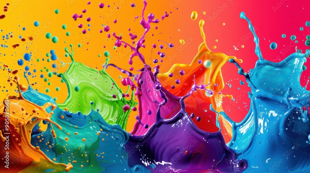 Poster Abstract background with colorful paint splashes and drops.