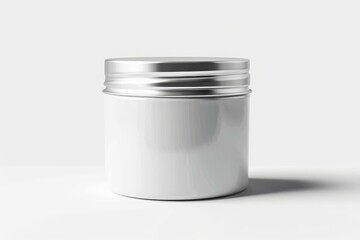 White Jar with Silver Lid on a White Background