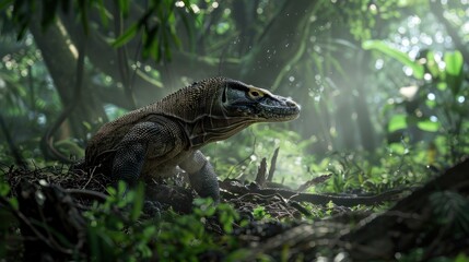 Naklejka premium Komodo Dragon in the Jungle