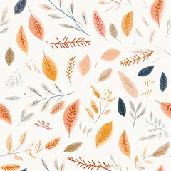 Seamless background of muted autumn colors, autumn leaves