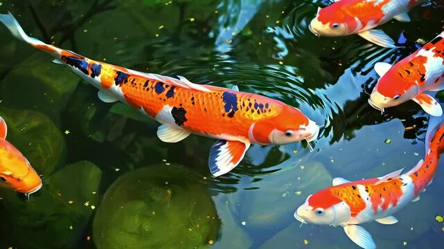 koi fish swimming in the pond