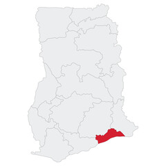 Obraz premium Ghana map. Map of Ghana with capital city Accra